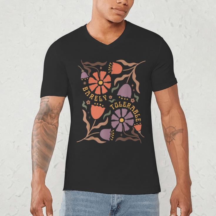 Floral Pride & Prejudice Barely Tolerable Book Lover Bookish Men's V-Neck T-Shirt