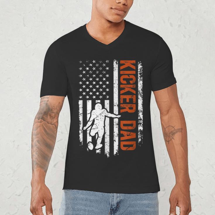 Football Kicker Dad Of A Football Kicker Father US Flag Men's V-Neck T-Shirt