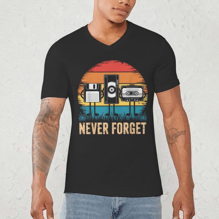 Never Forget Retro 80s 90s Floppy VHS Cassette Nostalgia Men's V-Neck T-Shirt