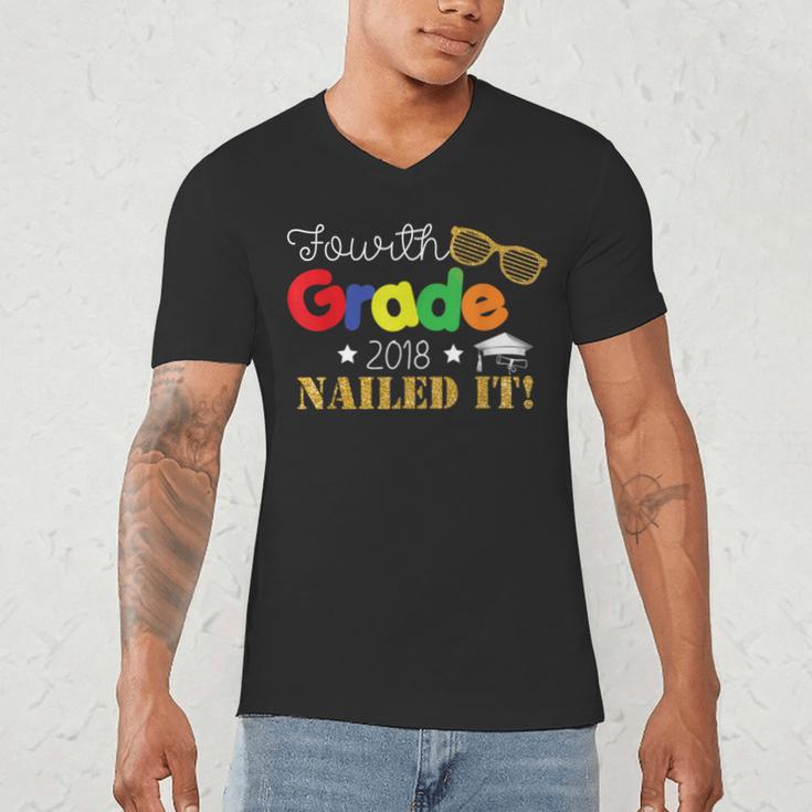 Fourth 4th Grade 2018 Nailed It Graduation Shirt Men's V-Neck T-Shirt