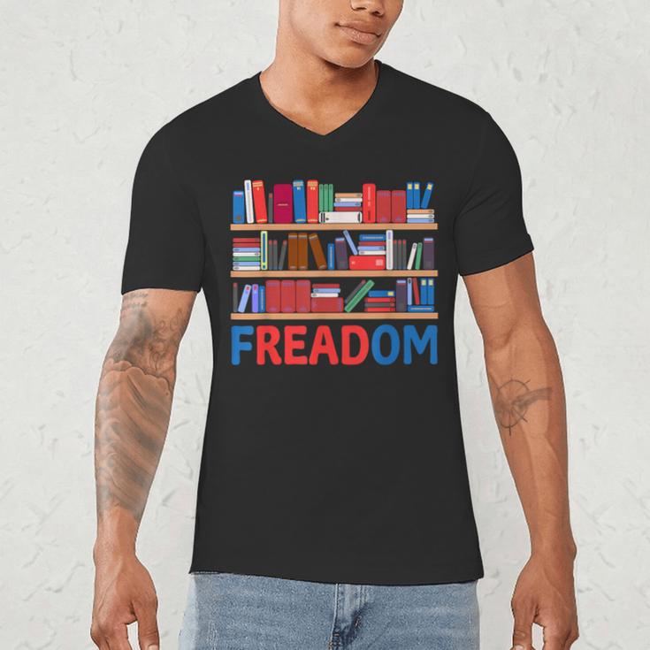 Freadom To Read Book Lover Reading Freedom Men's V-Neck T-Shirt