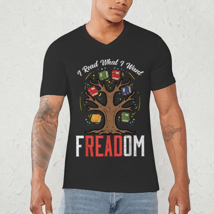 Freadom Tree Read Reading Librarian Book Across America Men's V-Neck T-Shirt