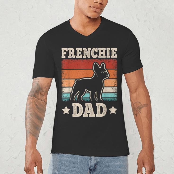 Frenchie Dad Retro French Bulldog Lover Daddy Men Men's V-Neck T-Shirt Frenchie Dad Retro French Bulldog Lover Daddy Men Men's V-Neck T-Shirt