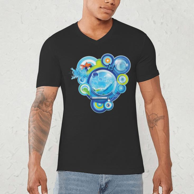 Frutiger Aero Metro Abstract Maximalism 2000s Nostalgia Men's V-Neck T-Shirt