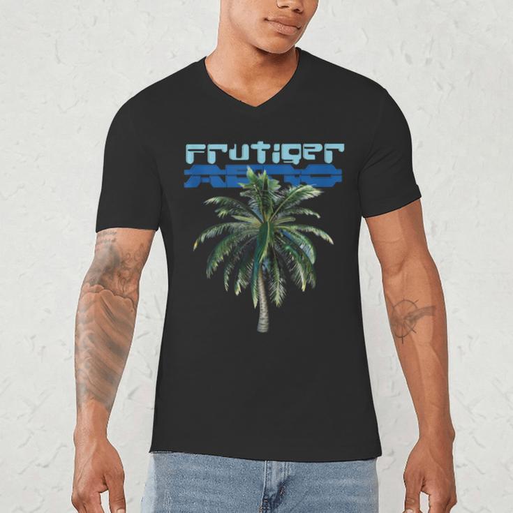 Frutiger Aero Palm Tree Y2k Aesthetic 2000s Trend Men's V-Neck T-Shirt