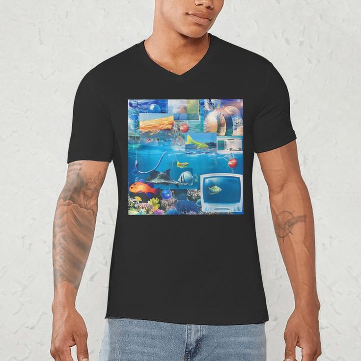 Frutiger Aero Retro Vibes Y2K Retro Grunge Men's V-Neck T-Shirt Frutiger Aero Retro Vibes Y2K Retro Grunge Men's V-Neck T-Shirt