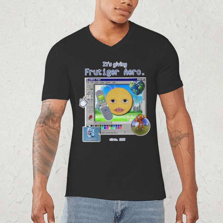 Frutiger Aero Y2K Meme Graphic 2000s Nostalgia Men's V-Neck T-Shirt Frutiger Aero Y2K Meme Graphic 2000s Nostalgia Men's V-Neck T-Shirt