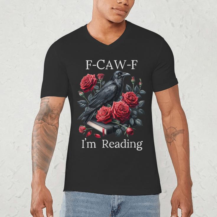 Fuck Off Im Reading Smut Books Dark Romance Book Crow F Cawf Men's V-Neck T-Shirt