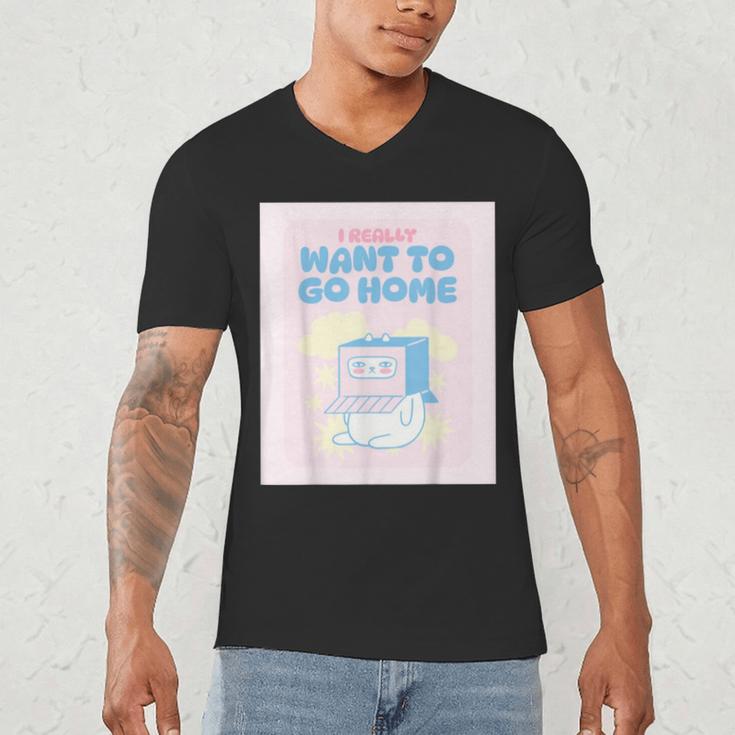 Fun Cute Introvert Cat Character Quote Men Women Men's V-Neck T-Shirt