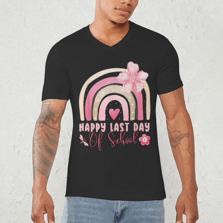 Fun Happy Last Day Of School Girl Student Graduation Rainbow Men's V-Neck T-Shirt