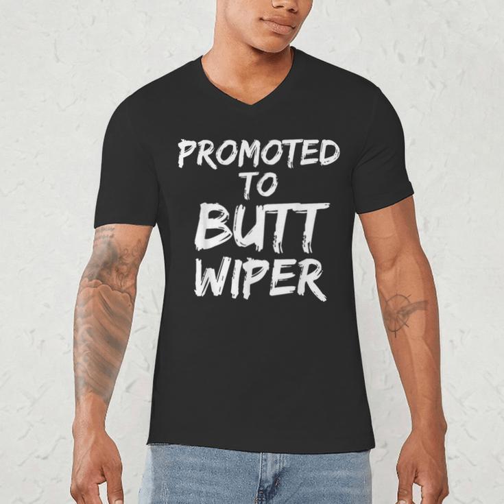Fun New Dad Joke Baby Shower Gag Promoted To Butt Wiper Men's V-Neck T-Shirt