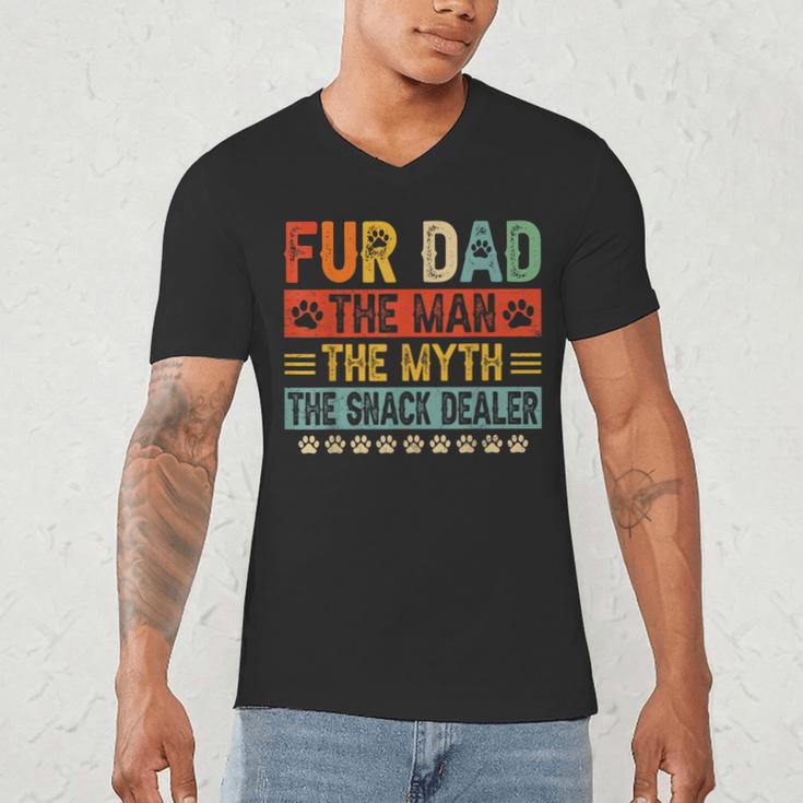 Fur Dad Man Myth Snack Dealer Paw Cat Dog Father's Day Men's V-Neck T-Shirt