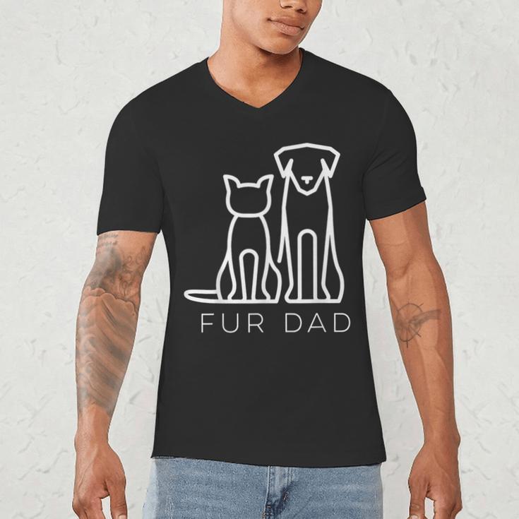 Fur Dad Pet Lover Cat Dog Dad Husband Fathers Day Wife Men's V-Neck T-Shirt