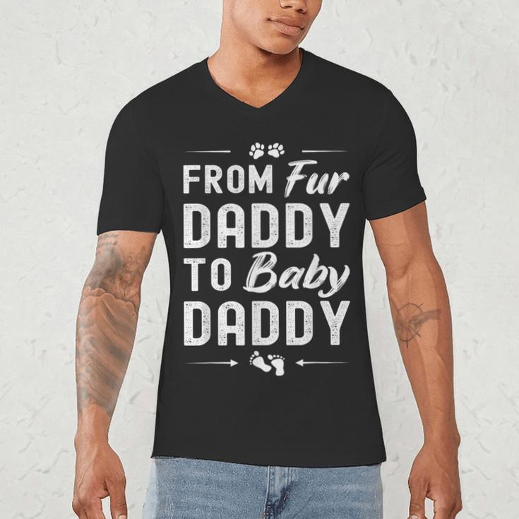 From Fur Daddy To Baby Daddy Dog Dad Fathers Pregnancy Small Men's V-Neck T-Shirt