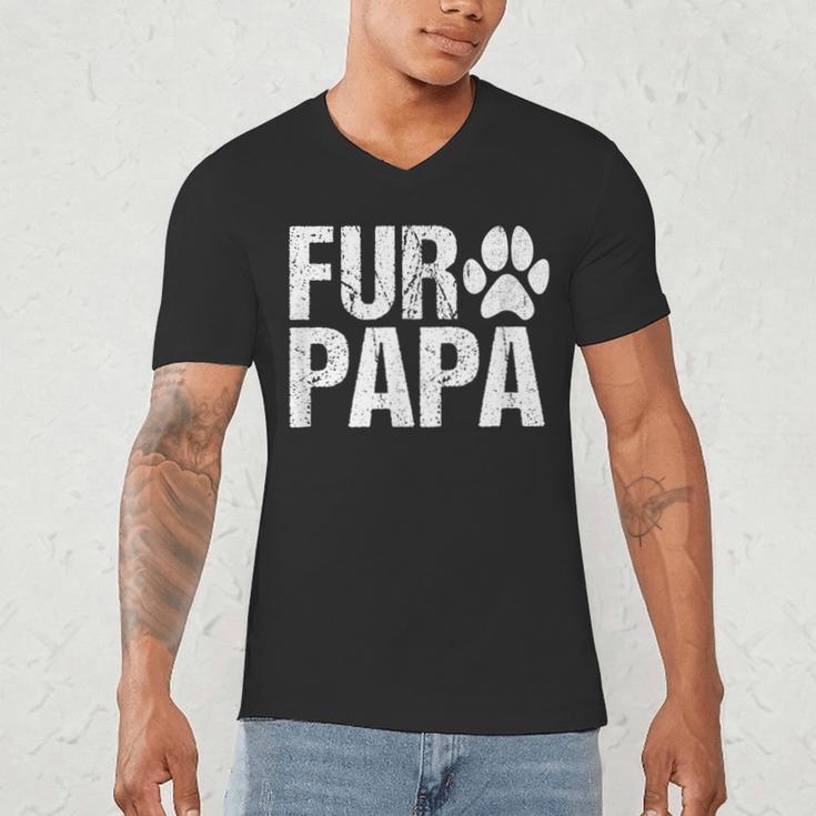 Fur Papa Shirt Pet Lover Dog Dad T-Shirt Fathers Day For Men Men's V-Neck T-Shirt