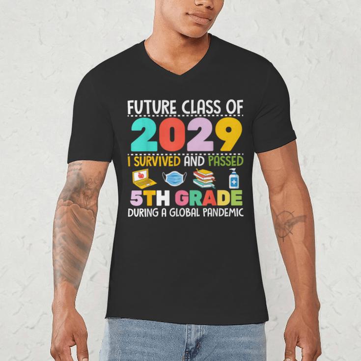 Future Class Of 2029 I Survived Passed 5th Grade Graduation Men's V-Neck T-Shirt