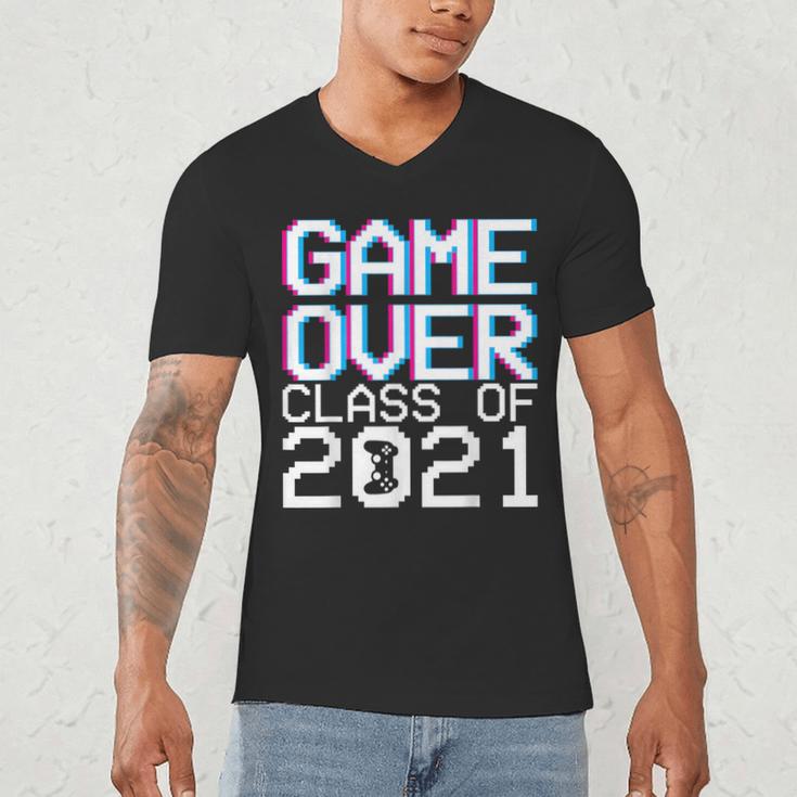 Game Over Class Of 2021 Video Games Graduation Gamer Men's V-Neck T-Shirt