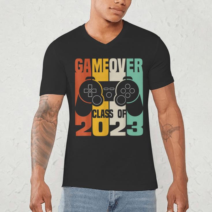 GAME OVER Class Of 2023 Video Games Vintage Graduation Gamer Men's V-Neck T-Shirt