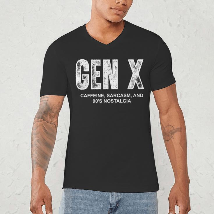 Gen X Caffeine Sarcasm 90s Nostalgia Men Women Graphic Men's V-Neck T-Shirt
