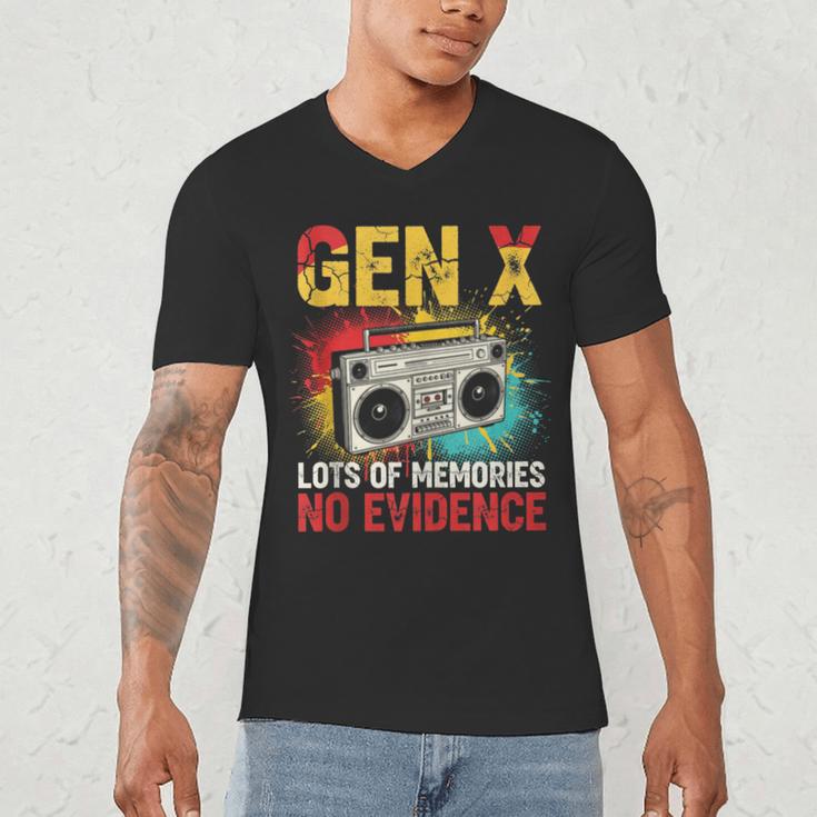 Gen X Lots Of Memories No Evidence Retro Nostalgia Humor Men's V-Neck T-Shirt