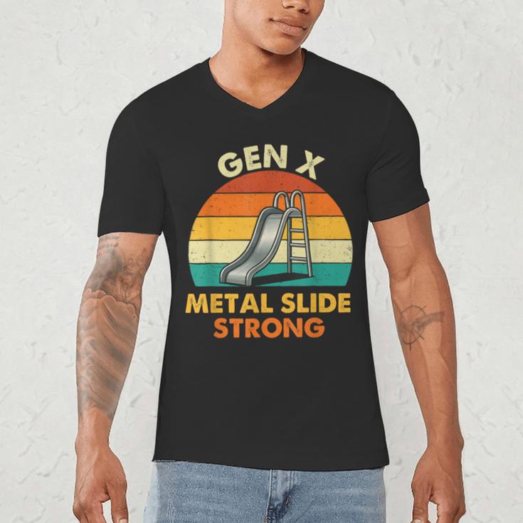 Gen X Slide Strong Generation X Gen Xer Nostalgia Men's V-Neck T-Shirt Gen X Slide Strong Generation X Gen Xer Nostalgia Men's V-Neck T-Shirt