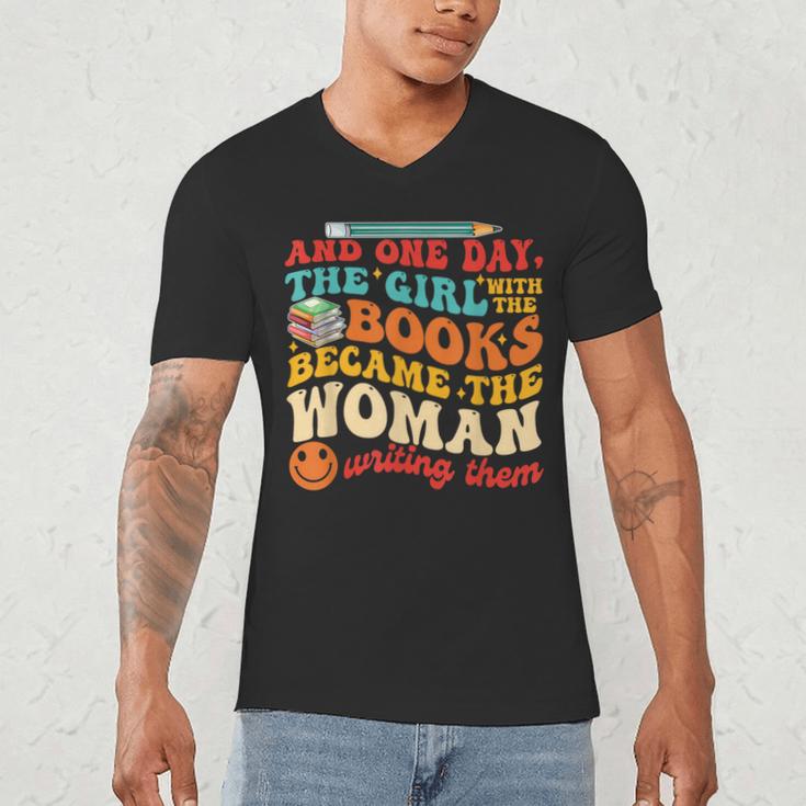 The Girl With The Books Became The Woman Writing Them Men's V-Neck T-Shirt