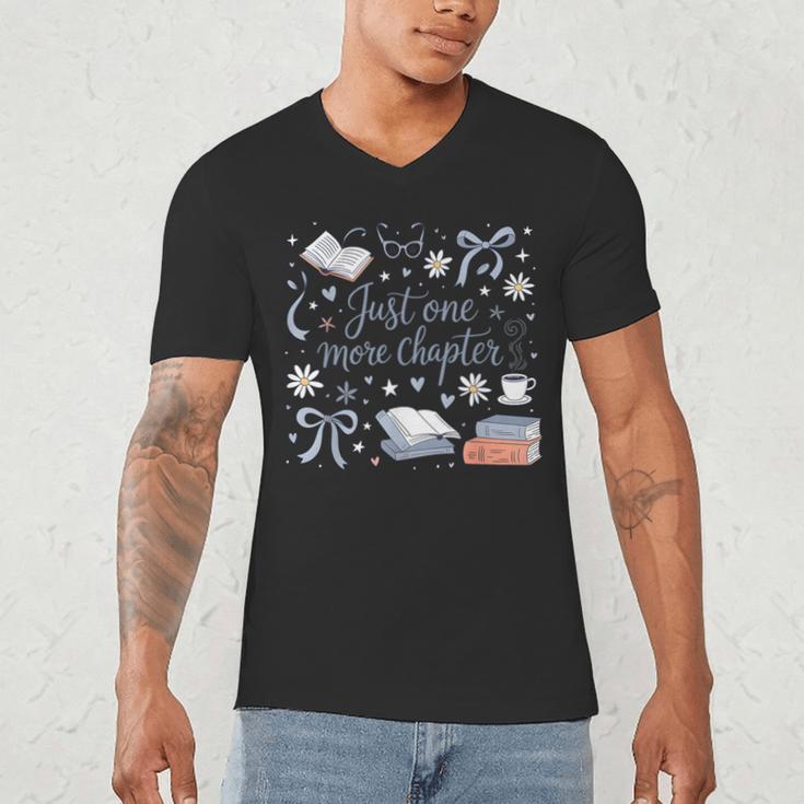 Girl Coquette Bow Just One More Chapter Book Bookish Reading Men's V-Neck T-Shirt
