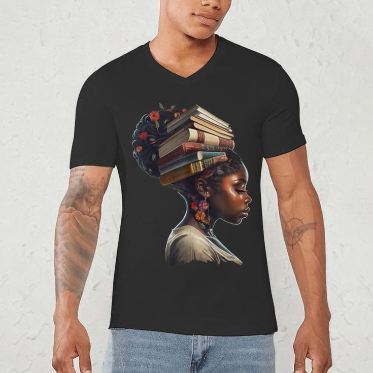 Girl Crown Of Books African Teacher Black History BHM Men's V-Neck T-Shirt Girl Crown Of Books African Teacher Black History BHM Men's V-Neck T-Shirt