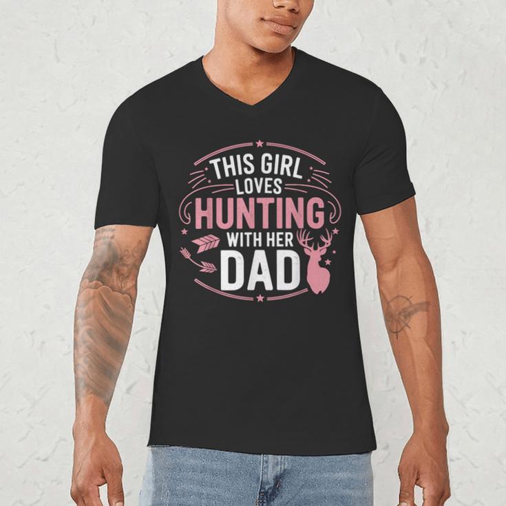This Girl Loves Hunting With Her Dad Pink Deer Hunter Men's V-Neck T-Shirt This Girl Loves Hunting With Her Dad Pink Deer Hunter Men's V-Neck T-Shirt