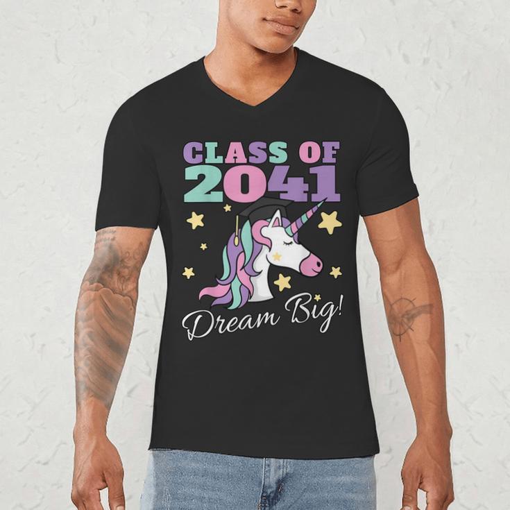 Girls Class Of 2041 Magical Unicorn Graduation Cap Men's V-Neck T-Shirt
