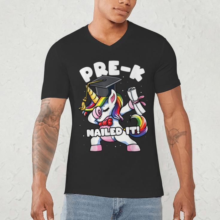 Girls Dabbing Unicorn Pre-K PreSchool Nailed It Graduation Men's V-Neck T-Shirt