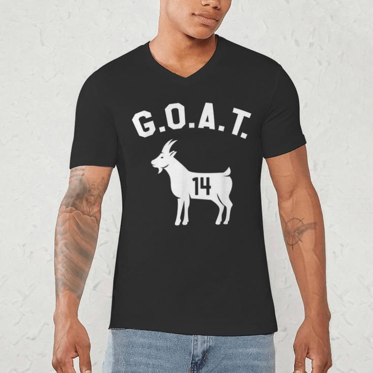 GOAT Number 14 Greatest Of All Time Dad Joke Men's V-Neck T-Shirt