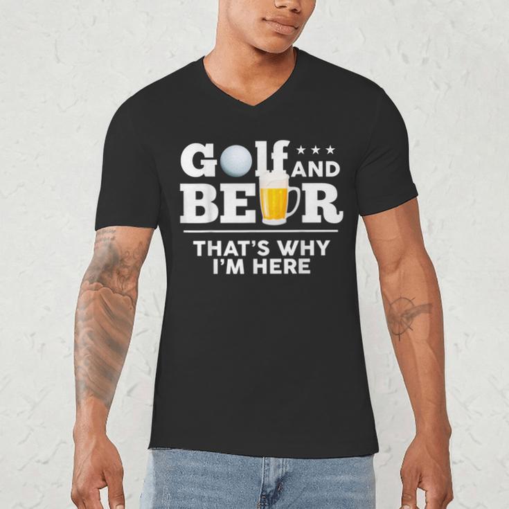 Golf And Beer Joke Dad Fathers Day Drinking Birthday Small Men's V-Neck T-Shirt