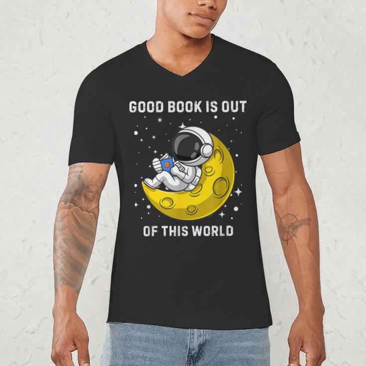 Good Book Is Out Of This World Astronaut Read Book Bookworm Men's V-Neck T-Shirt
