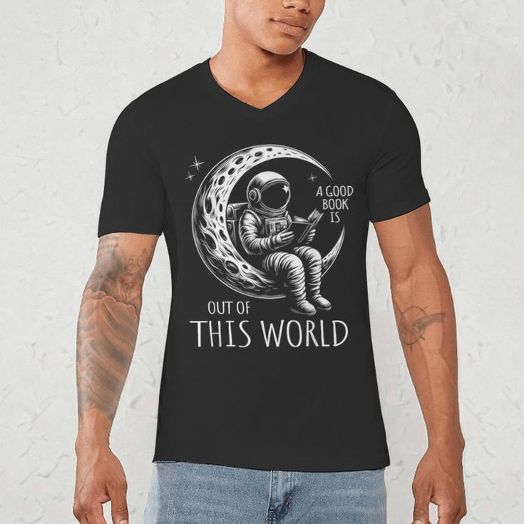 A Good Book Is Out Of This World Kids Reading Imagination Men's V-Neck T-Shirt A Good Book Is Out Of This World Kids Reading Imagination Men's V-Neck T-Shirt