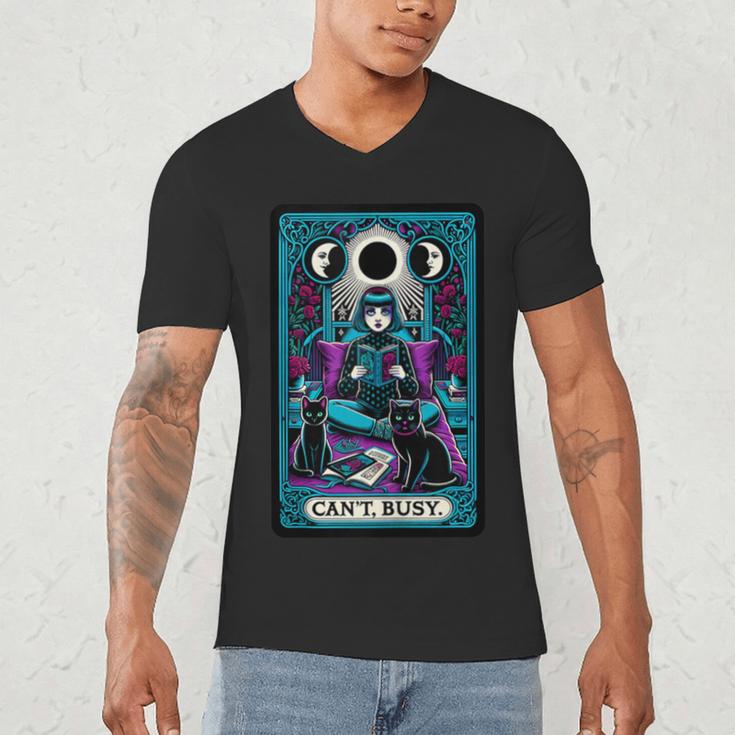Gothic Girl Tarot Card Introverted Reader And Reading Men's V-Neck T-Shirt