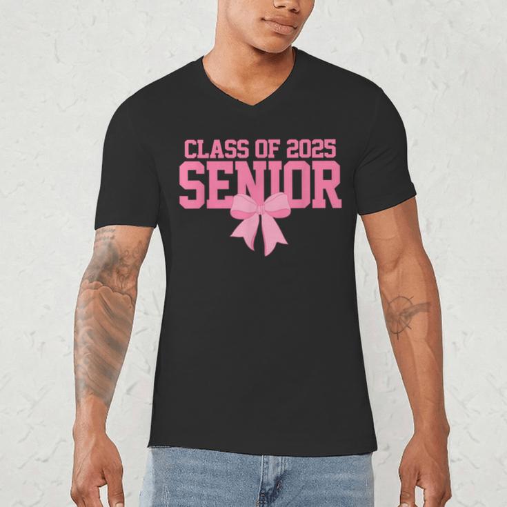 Graduate 2025 Class Of 2025 Senior Coquette Bow Graduation Men's V-Neck T-Shirt