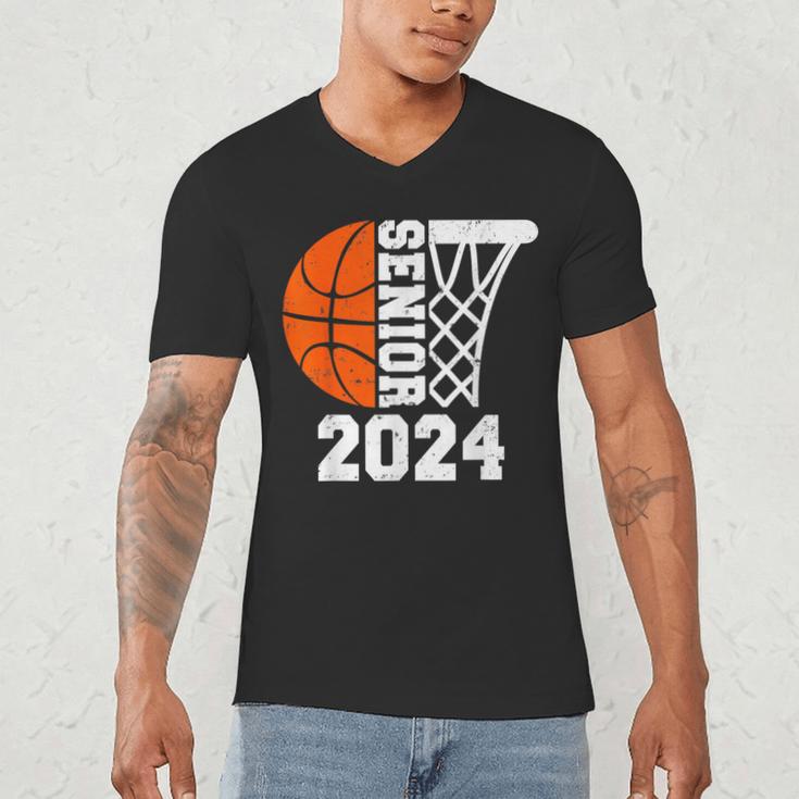 Graduate Senior Class Of 2024 Basketball Player Graduation Men's V-Neck T-Shirt