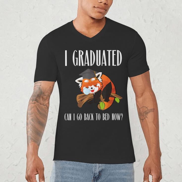 I Graduated Can I Go Back To Bed Sleepy Red Panda Graduation Men's V-Neck T-Shirt