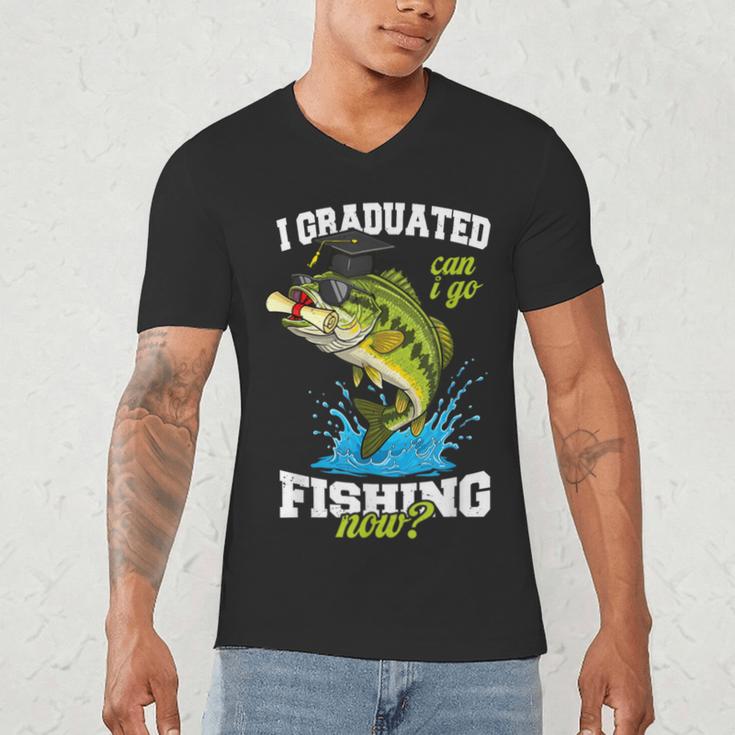 I Graduated Can I Go Fishing Now 2025 Graduation Fisher Men's V-Neck T-Shirt