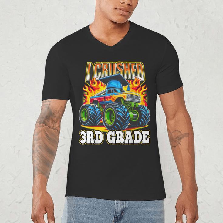 Graduation 3rd Grade Monster Truck Boys I Crushed Grad Men's V-Neck T-Shirt
