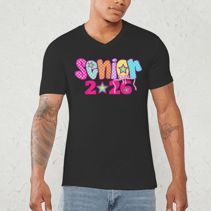 Graduation Class Of 2026 Senior Pink Coquette Bow 2026 Grade Men's V-Neck T-Shirt