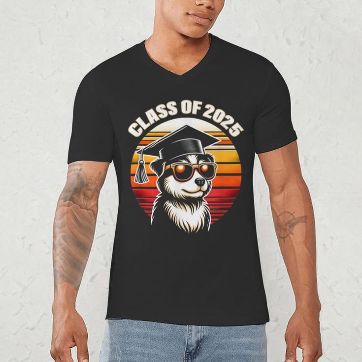 Graduation Day 2025 Graduate Class School Degree College Dog Men's V-Neck T-Shirt
