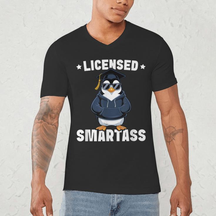 Graduation Penguin Licensed Smartass Graduate Men's V-Neck T-Shirt