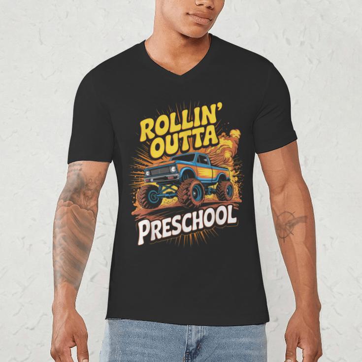 Graduation Rollin' Outta Preschool Monster Truck Boys Pre-K Men's V-Neck T-Shirt