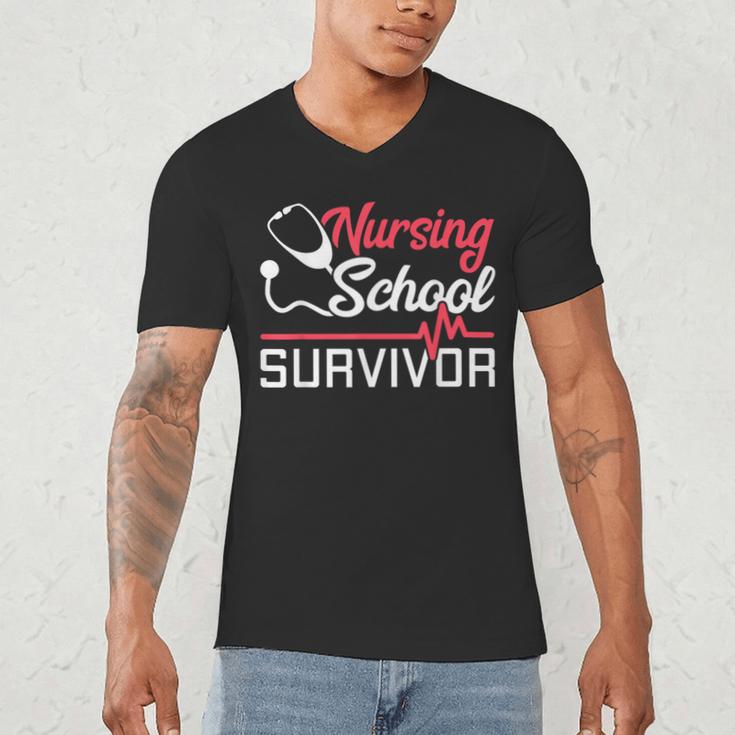 Graduation Shirt For Nurses Nursing School Survivor Tee Men's V-Neck T-Shirt