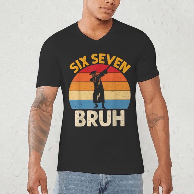 Graduation Six Seven Bruh Dabbing 67 Meme 6 7 Boys Kids Men's V-Neck T-Shirt