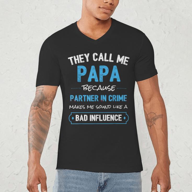 Grandpa Papa Partner In Crime Dad Men's V-Neck T-Shirt Grandpa Papa Partner In Crime Dad Men's V-Neck T-Shirt