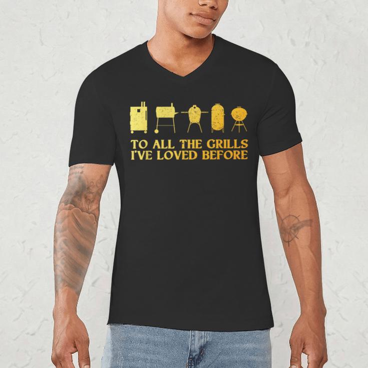 Grilling Art For Men Dad Barbecue Meat Smoking BBQ Men's V-Neck T-Shirt