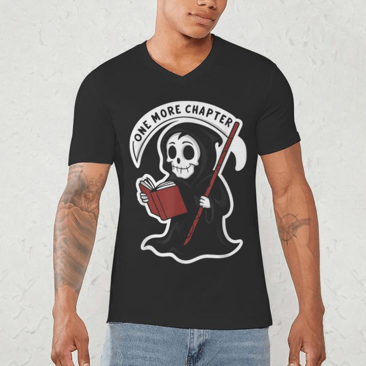 Grim Reaper Bookworm Cute Book Reading Halloween Men's V-Neck T-Shirt Grim Reaper Bookworm Cute Book Reading Halloween Men's V-Neck T-Shirt